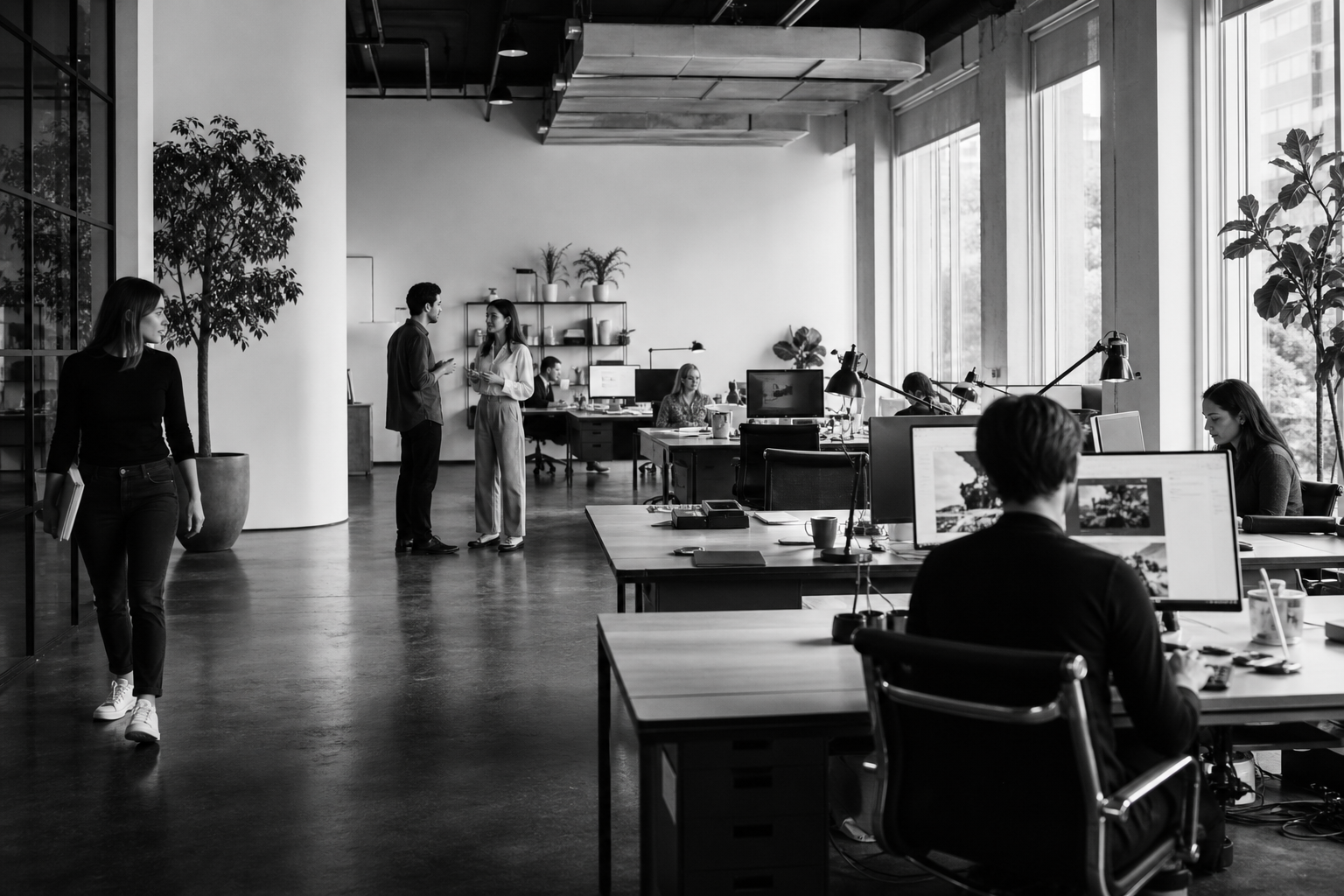 Revor team working in a modern creative office